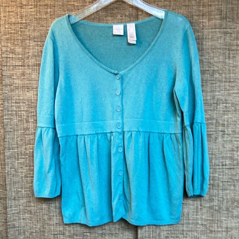 Emma James Women's Green Blue sweater cardigan top